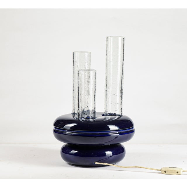 Vintage Ceramic and Glass Table Lamp, Italy, 1970s For Sale - Image 9 of 10