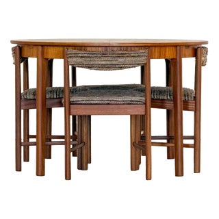 Small Round Extending Dining Table and Chairs by Tom Robertson for Mcintosh, 1970s, Set of 5 For Sale