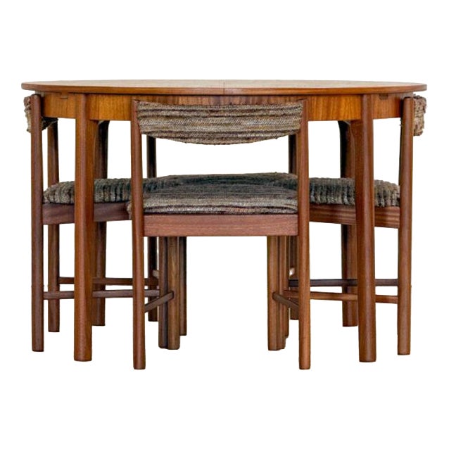 Small Round Extending Dining Table and Chairs by Tom Robertson for Mcintosh, 1970s, Set of 5 For Sale
