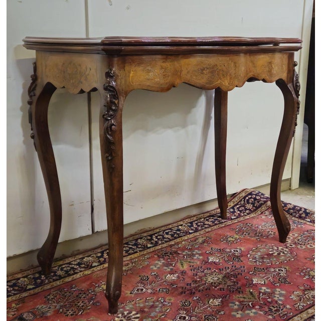 Louis XV Games Table in Marquetry and Mahogany For Sale - Image 3 of 9