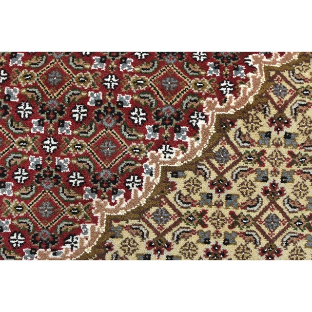 Tabriz Mahi Rug 10'1'' X 10'2'' Red Wool Traditional Hand-Knotted Carpet For Sale - Image 4 of 12