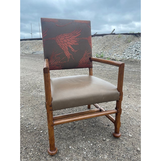 Spanish Revival Dessin Fournir Leather Dining Arm Chairs- A Set of 5 For Sale - Image 3 of 10