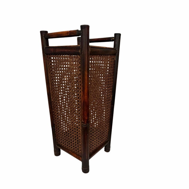 Vintage bamboo and cane umbrella stand. Drip tray is included. Displays well with French Country, farmhouse, coastal,...