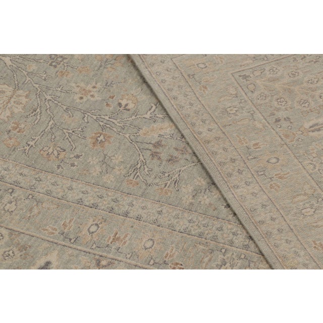 Blue Rug & Kilim’s Oushak Style Rug, Light Blue With Muted Floral Pattern & Medallion For Sale - Image 8 of 10