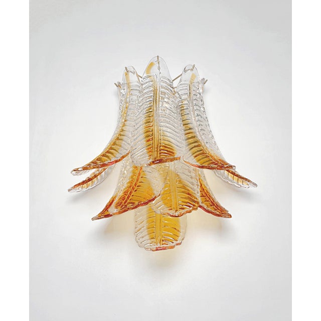 Italian Amber Murano Glass Felci Wall Sconces, 1990s, Set of 2 For Sale - Image 4 of 16