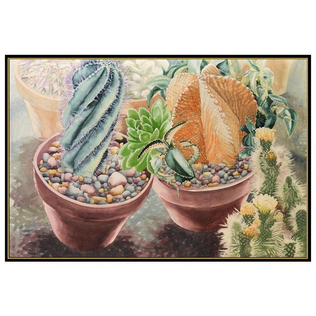 Realism 1980s Red Pots II Watercolor Painting, Sandra Kaplan For Sale - Image 3 of 5