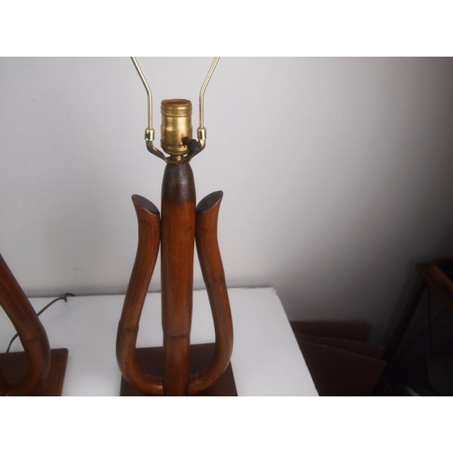 Rattan Lamps - a Pair For Sale - Image 4 of 10