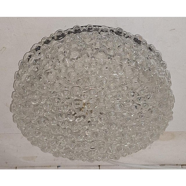 Vintage Ceiling Lamp with Black Metal Mounting and Clear Relief Glass Shade, 1980s For Sale - Image 4 of 7