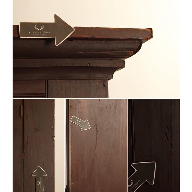 Antique Shaker Style Painted Softwood Two Door Wardrobe Cabinet For Sale - Image 12 of 12