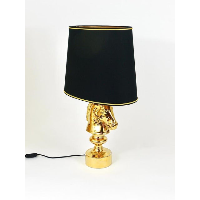 Hollywood Regency Gilt Horse Table Lamp, Italy, 1970s For Sale - Image 9 of 18