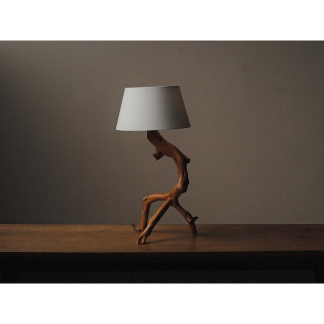 Brown Provençal Tripod Table Lamp in Olive Wood, 1970s For Sale - Image 8 of 12