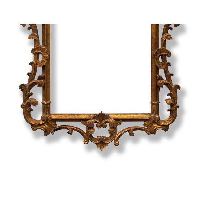 Gold French Rococo Style Gilt Wood Frame Hanging Wall Mirror For Sale - Image 8 of 9