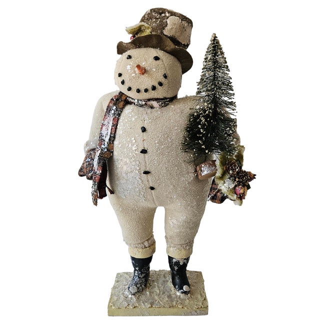 Traditional Vintage Large-Scale Primitive Folk Art Snowman Figurines by Cody Foster - Set of 3 For Sale - Image 3 of 18