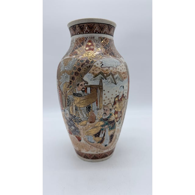Antique Japanese Satsuma Vase With Figural Panels and Raijin Thunder God, Meiji Period, Circa 1880–1900 For Sale - Image 14 of 15