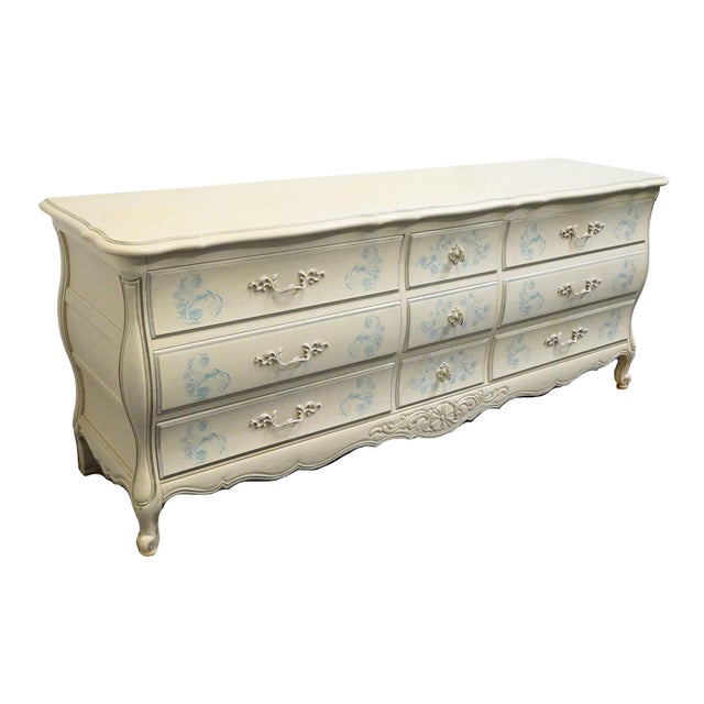 Thomasville Thomasville Furniture Debussy Collection Off White Painted French Provincial 78" Triple Dresser 9455-130 For Sale - Image 4 of 13
