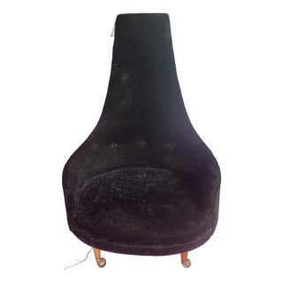 Mid Century Adrian Pearsall Lounge King Tall Back Black Fabric Chair Unmarked For Sale