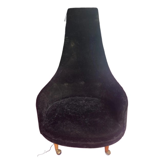 Mid Century Adrian Pearsall Lounge King Tall Back Black Fabric Chair Unmarked For Sale