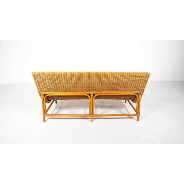 Mid-Century Modern Wicker Bench, Italy, 1970s For Sale - Image 9 of 11