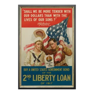 "Shall We Be More Tender With Our Dollar" Vintage Wwi 2nd Liberty Loan Poster, 1917