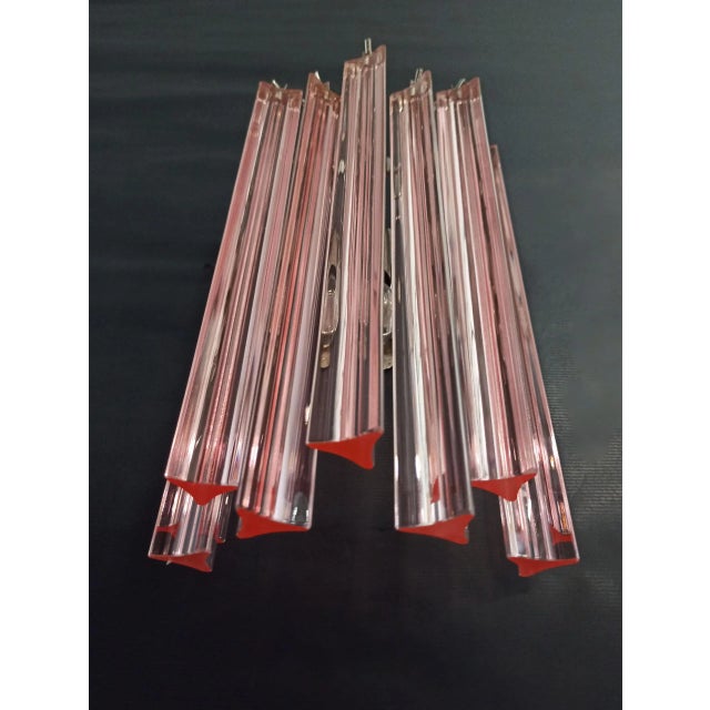 Pair of Murano Wall Sconces 9 Pink Triedri For Sale - Image 10 of 12