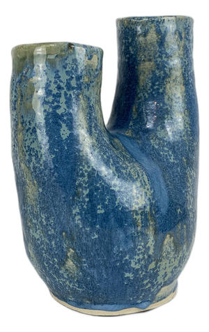 Sculptural Blue Glazed Ceramic Vase by Dale, Denmark, 1970s