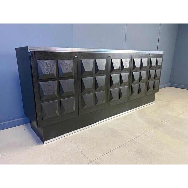 Black Brutalist Credenza, 1970s For Sale - Image 9 of 11