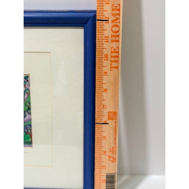 Contemporary 1990s Signed Peter Lee "Cable Car San Francisco" Framed Miniature Print, Blue Wood Frame For Sale - Image 3 of 13