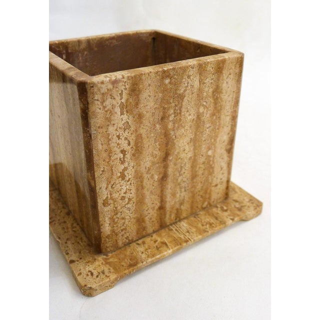 Vintage Square Travertine Planter, 1970s For Sale - Image 4 of 11