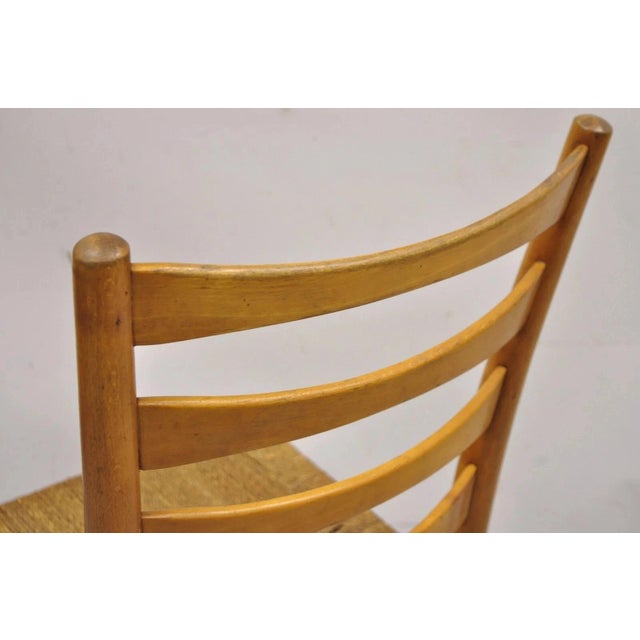 Vintage Gefa Gemla Mid Century Danish Modern Ladderback Rush Seat Side Chair For Sale - Image 11 of 11