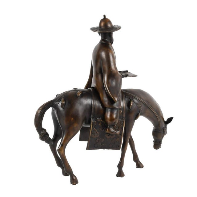 Chinese Bronze Rider on Horseback Sculpture Figurine Equestrian Asian Art For Sale - Image 4 of 9