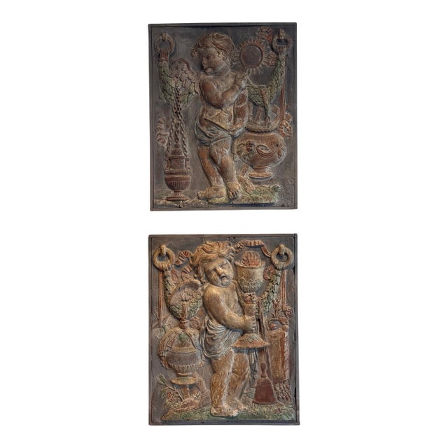 Pair 19th Century Carved Relief Panels For Sale