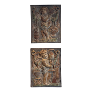 Pair 19th Century Carved Relief Panels