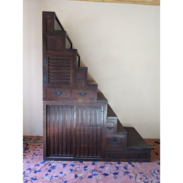 Japanese Kaidan Tansu also called Kaidan Dansu or Kaidansu (staircase chest) from Middle Meiji period ( 1880's - 1890's)....