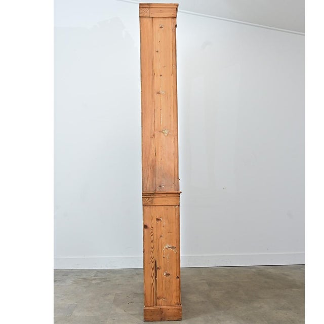 Wood Early 20th Century English Tall Pine Bookcase with Painted Interior For Sale - Image 7 of 12