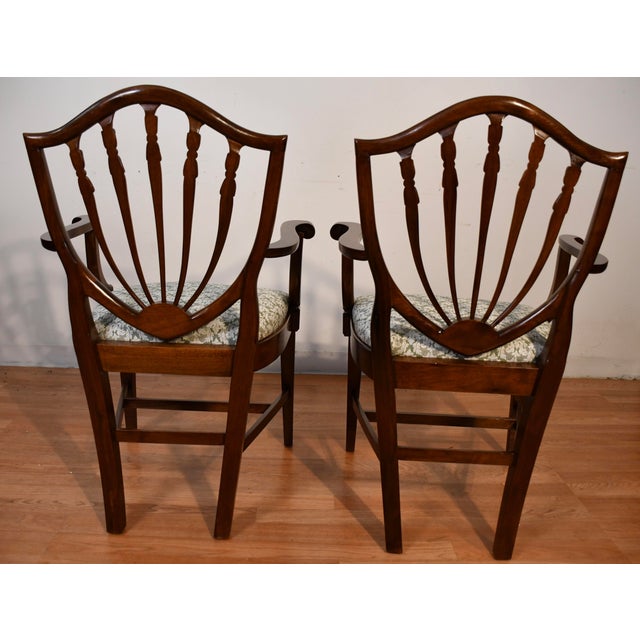 Brown 1920 Antique English Solid Walnut Shield-Back Set of Six Dining Chairs For Sale - Image 8 of 18