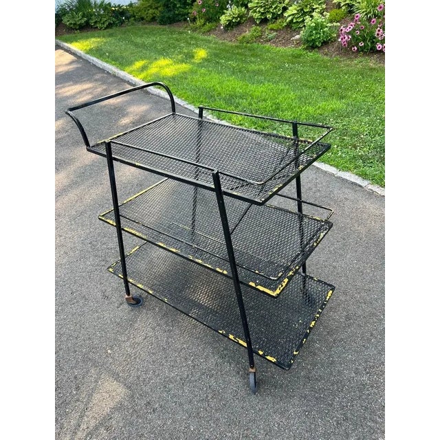 Mid Century Industrial Bar Cart Attributed to Salterini for Woodard For Sale - Image 12 of 15