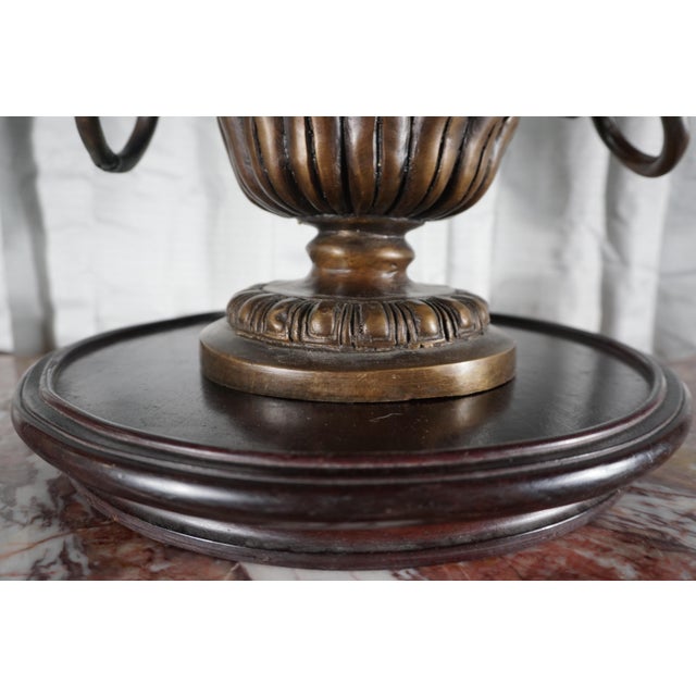 Wood Grand Neoclassical Lion Head Urn With Ring Handles For Sale - Image 7 of 9