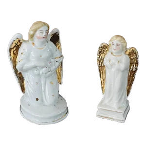 Early 19th Century Biedermeier Porcelain Angels Figurines- Set of 2