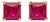 18K Yellow Gold 7x7 MM Created Red Ruby Princess Cut Solitaire Stud Earrings, Pair For Sale