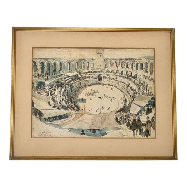 Joseph Pennell 1883 Original Watercolor of the Arles Roman Amphitheatre, France For Sale