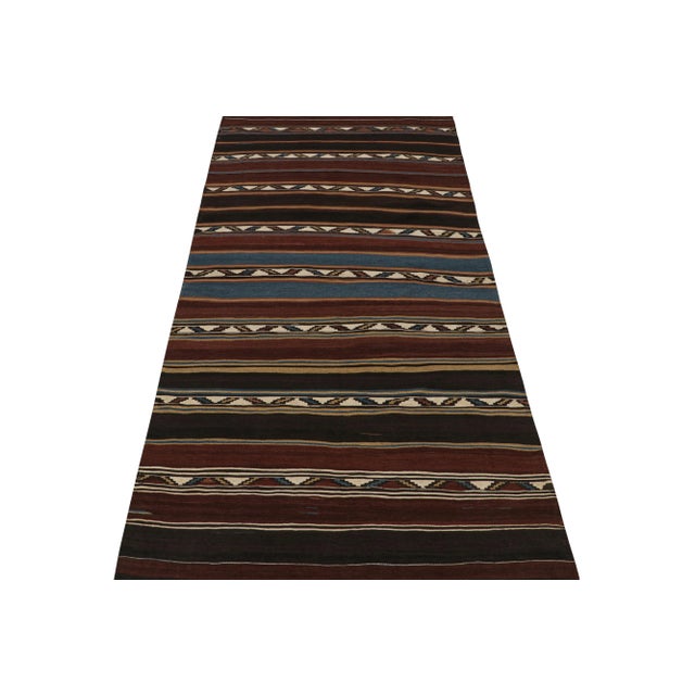 1950s 1950s Vintage Shahsavan Persian Kilim in Beige, Brown & Blue by Rug & Kilim For Sale - Image 5 of 8