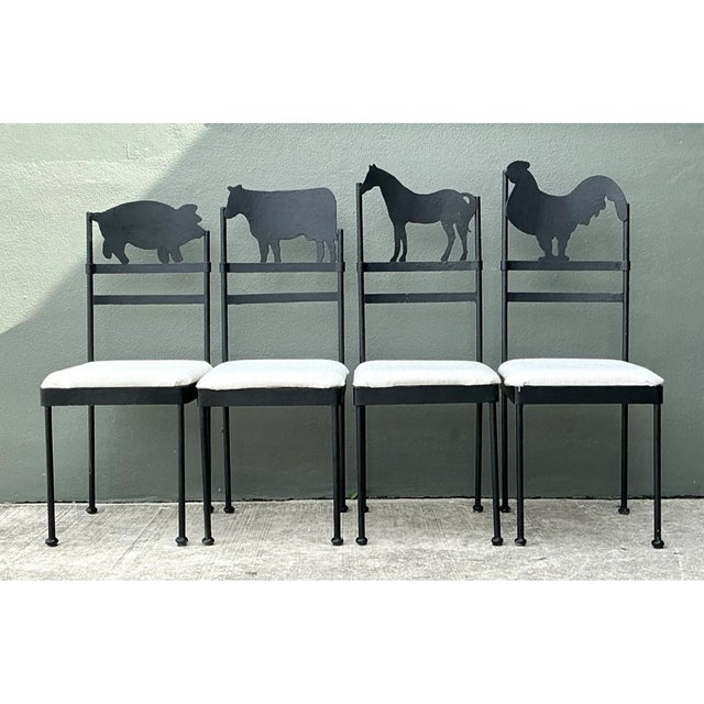 Metal Vintage Metal Farm Animal Chairs - Set of 4 For Sale - Image 7 of 12