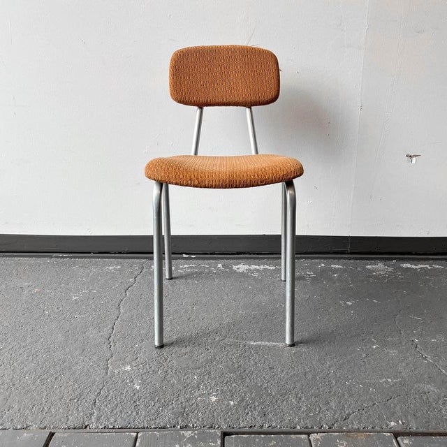 Mid-Century Aluminium Chair with Orange Fabric For Sale - Image 3 of 18