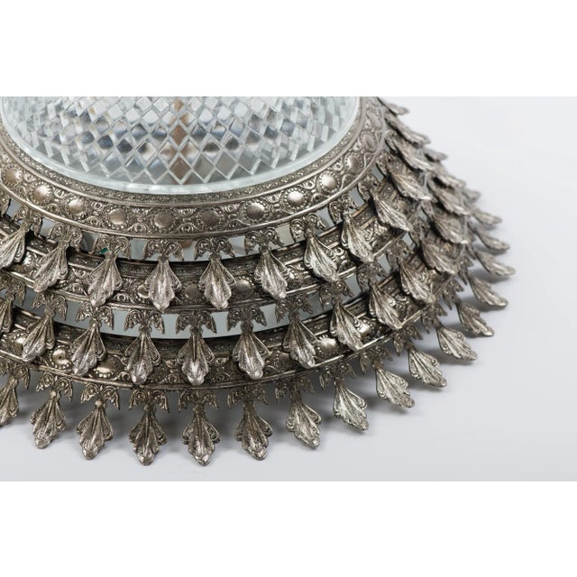 Silver 1960s Nickel Plated Brass Flush Mount Ceiling Light Fixture For Sale - Image 8 of 10