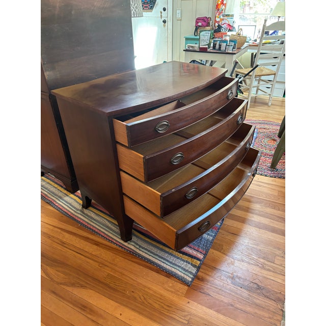1930s Kittinger Mahogany Bowfront Chest of Drawers For Sale - Image 9 of 11