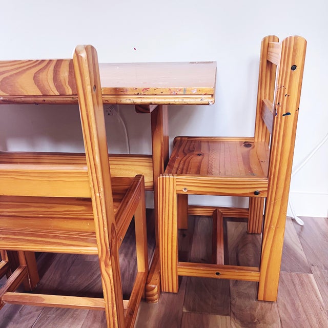 Farmhouse Vintage Children’s Pine Activity Table For Sale - Image 3 of 8