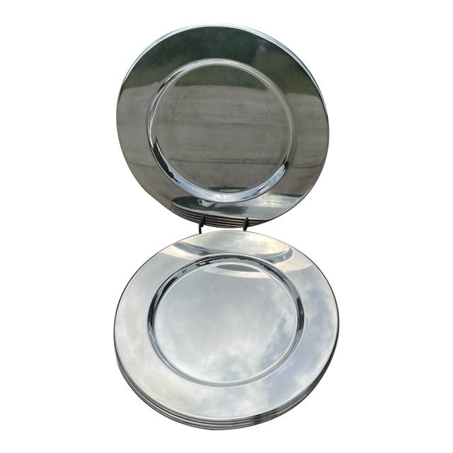 Godinger Silver Art 12" Silver-Plated Round Serving Tray Platters - 6 For Sale