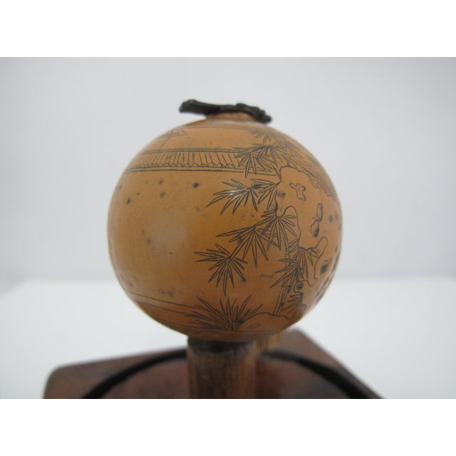 Brown Chinese Gourd Etched With Landscape & Erotic Scene in Dome Case For Sale - Image 8 of 8