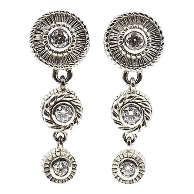 CZ Sterling Silver Dangling Drop Earrings - 2 Pieces For Sale