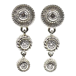 CZ Sterling Silver Dangling Drop Earrings - 2 Pieces